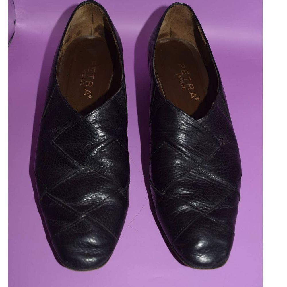 Petra Firenze Black Leather Low Heel - 9 M